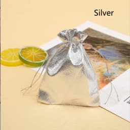 50pcs/lot Gold and Silver Cloth Bags with Drawstring Openings Jewelry Packaging Bags Drawstring Gifts Wedding Candy Bags