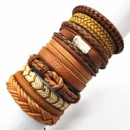 Black Handmade 10 Pcs/set Design Men Bracelets Male Women Leather Bracelets Men Bangle Wholesale Jewelry