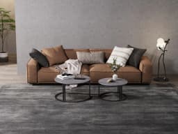 Circle Nesting Coffee Table Set of 2, Modern Chic Round Nested Center Coffee Table with Sinter Stone-top Stacked Sofa Side Table
