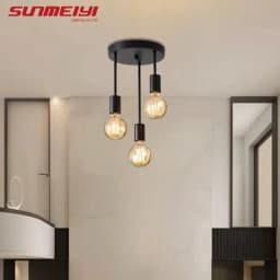 1pc Black Modern Simple Four-head E27 Bulb Base Ceiling Lamp Suitable for Entrance Bedroom Kitchen Corridor Chandelier