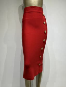 New Arrival Women Button Black Blue Red Bodycon Bandage Skirt 2024 Designer High Waist High Street Party Club Pencil Skirt 75cm