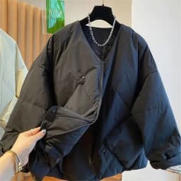 High-end Design Irregular Cotton Jacket Women Winter New Loose Zipper Womens Coat Basic V-neck Woman Outwear