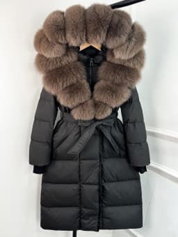 Lagabogy 2025 New Winter Warm White Duck Down Jacket Women Long Hooded Puffer Jacket Women Real Fox Fur Coat Female Warm Coat