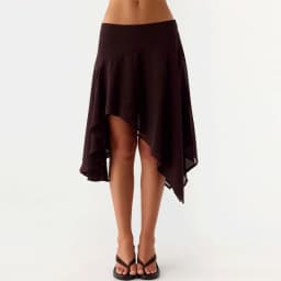 High Waist Asymmetrical Hem Midi Skirt Ruffle Flowy Irregular Hem A Line Skirts 2026 Summer Elegant Casual Vacation Chic Outwear