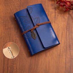 Vintage Leaf Hand Book Faux Leather Notebook - 75 Sheets Kraft Paper Leather Bound Daily Notepad for Lined Paper