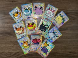 55Pcs Chibi DIY Card Poke Collection PTCG Holographic Cute Anime Version Classical Cards Gengar Charizard Eevee Pocket Monster