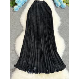 Polka Dot Print High Elegant A-line Pleated Long Skirt For Women 2025 Spring autumn Office Lady Casual Leopard Skirts