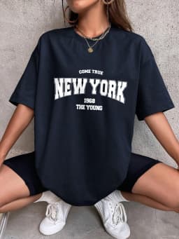 When 1968 The New York Is Young Cotton Woman Tshirts Oversize Daily Tshirts Creativity Streettshirt Individual Casual Clothes