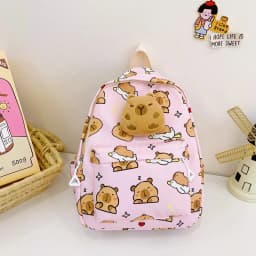 Cute Cartoon Capybara Backpack Plush Large Capacity School Bags Simple Pattern Book Bag Kawaii GirlSchool Backpack Mochila Mujer