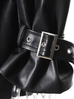 DEAT Fashion PU Leather Patchwork Blazer Women's Lapel Slim Double Breasted Long Sleeves Suit Jacket Autumn New 7A1518