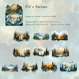 10Pcs landscape Stickers pack materials Supplies account water for Mountain decoration River manual base Scrapbook cut 125*106mm