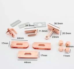 1-5Sets Metal Rectangle Eyelets Locks Hanger Panel Woman Bags Handbags Purse Hardware Clasp Closure Twist Locks DIY Accessories