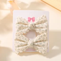 RAINBOW BOWS 2/6pcs Floral Print Hair Bow Clips for Girls Lace Side Pastoral Cotton Hairpin Barrettes Headwear Hair Accessories