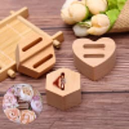Wooden Hexagon heart-shaped Ring Display Stand Couples Rings Storage Rack Jewelry Holder Tray Organizer Gifts