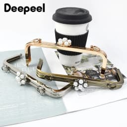 1/2Pcs Deepeel 20cm Metal Purse Frame Bag Handle Handbag Kiss Clasp Woven Bags Sewing Brackets Handles Crafts Accessories