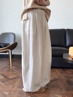 Spring and summer women's casual solid color high waist loose wide leg pants