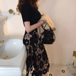 plus Size Lace A-Line Skirt High Waist Asymmetrical Women's Spring Summer Fashion Slimming Meat Covering Skirts