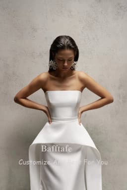 Bafftafe Customized Soft Satin Wedding Dresses Mermaid Arabric Long Bridal Gowns Formal Party Bride Wedding Photography Dress