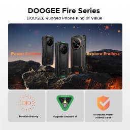 DOOGEE Fire 7 Ultra 5G Rugged Phone POC Walkie Talkie Mobile Phone 13000mAh Battery 32GB RAM (8+24) 256GB ROM Dimensity 6300 NFC