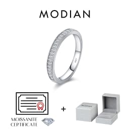 MODIAN Dazzling D Color Rectangle Moissanite Stackable Rings 925 Sterling Silver Eternity Band Rings For Women Fine Jewelry