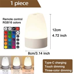 Touch LED Lights Dimmable LED Night Light Remote Control USB Rechargeable Led Table Light 3 Colors Night Lamp For Kids Gift