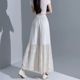 Non- Static Embroidered Lace Base Pant High Waist Long Pants Polyester Cotton Blend Comfortable Stretchy Skirt