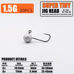 Mr JigginG 20pcs Micro Jig Head Fishing Hook 1g/1.5g/2g/2.5g/3g Super Tiny Fishing Hook Mini Soft Lure Bass Bait Fishing Tackle