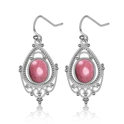 925 Sterling Silver Oval 8*10mm Natural Labradorite Earrings Vintage Ethnic Jewelry for Women Gift