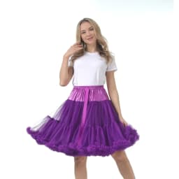 Skirt Length 55cm Women Tutu Skirt Solid Fluffy Tulle Princess Ball Gown Pettiskirt Ladys Ballet Party Performance Dress PP008