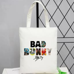 Bad Bunny tote bag einkaufstasche personnalisable foldable reusable shoulder femme