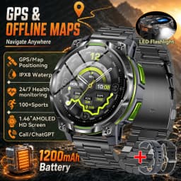New Upgrade GPS Offline Map Position Smart Watch 1200mAh Battery IPX8 Swim Heart Rate 1.46”AMOLED Screen Men Women Fitness Watch