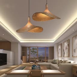 Modern Creative Straw Hat Chandelier Chinese Style Handmade Woven Bamboo Lamp Bamboo Chandelier Tea Room Rattan Hand-woven Lamps