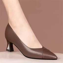 cresfimix women classic pointed toe brown patent leather spring slip on stiletto heel shoes lady casual comfort work pumps ab661