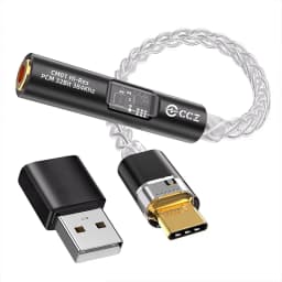 CCZ CM01 Audio Adapter Type C to 3.5mm 8-Core Single Crystal Copper Silver Plated Cable with 32bit CX31993+MAX97220 DAC Chip