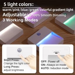 1 Pcs Motion Sensor Night Light RGB Color-Changing Lamp Indoor Decoration LED Illumination for Corridors and Bedroom Lighting