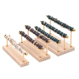 Solid Wood Base Multi-Layer Ring Display Rack with Removable Metal Sponge Stick Ring Holder for Jewelry Storage Organization