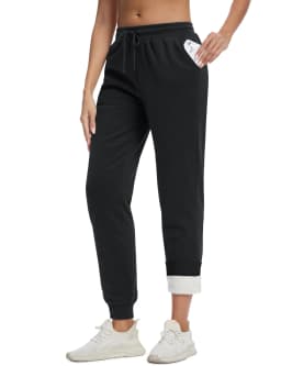 TACVASEN Warm Sherpa Lined Thermal Drawstring Sweatpants Women's Winter Fleece Pants Insulated Athletic Joggers with Pockets