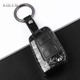 3 4 Buttons Carbon Fiber Car Key Case Cover For VW Volkswagen Golf 7 Tiguan MK2 For SEAT Ateca Leon FR 2 Ibiza For Skoda Octavia