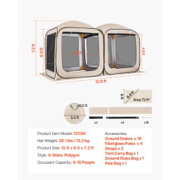 SucceBuy Screen House Tent Pop Up Screen Tent with Extended Awning Portable Screened with Carry Bag for Patio Backyard Outdoor