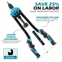 Libraton 16" Rivet Nut Tool Set Hand Rivet Nut Gun with 68PCS Rivet Nuts 7PCS Metric Interchangeable Mandrels For Home Repair