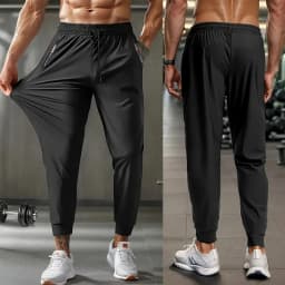 Men's Athletic Stretchy Quick Dry Pants with Zipper Pockets Lightweight Sweatpants for Outdoor Hiking Fishing Running Workout
