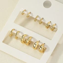 Boho Big Circle Hoop Earring Set for Women, Gold Color Bohemia Vintage Pearl Earring Heart Zircon Ear Studs Jewelry Gifts