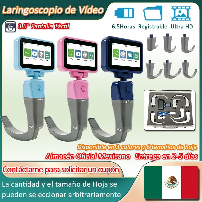 3.5' HD Touch Screen Anesthesia Digital Video Laryngoscope 6 Sizes Reusable Sterilizable Blades Optional