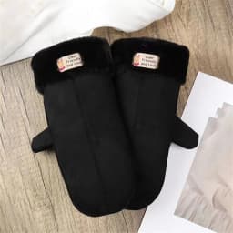 Women's Suede Plush Hanging Neck Gloves Winter Warm Windproof Gloves Outdoor Skiing Cold-Proof Student Mittens Christmas Gift