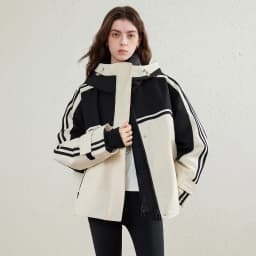 TOYOUTH Women's Short Down Jacket 2026 Winter New College Sporty Windproof Warm Liner Two Piece Set