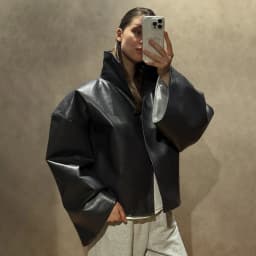 Fashion Solid Women's Jacket Stand Collar Zip Short Oversize Long Sleeves Loose Chic Top 2026 Autumn New High Street Daily Wear