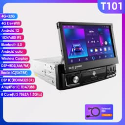 1 Din 7" Carplay Android 12 Car Radio For Universal Head Unit Retractable Screen Multimedia Video Player GPS Navi USB RDS