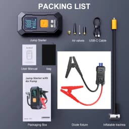 1000A/1500A PEAK Car Jump Starter With Air Compressor Cordless Tire Inflator, 25000mAh Battery Booster With Power Bank Pack & LED Flashlights