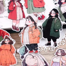 18pcs Cute Chubby Characters Stickers for Stationery Decoration Girl Stationery,Waterproof and Cute Journals and Notebooksks