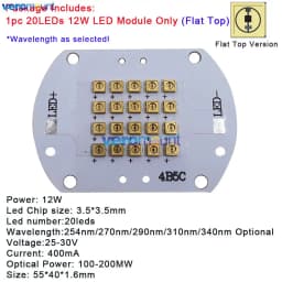High Power 6W 12W 15W 18W 22W Deep UVC UVB 254nm 270nm 290nm 310nm 340nm 10/20/25/30/36 Integrated LED Module for Sterilization